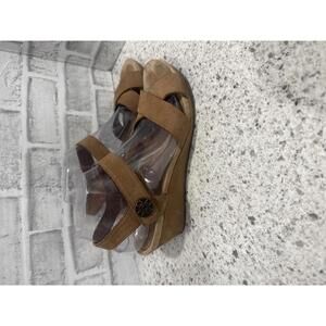 Ugg Tan Suede Wedge Sandals with Ankle Strap